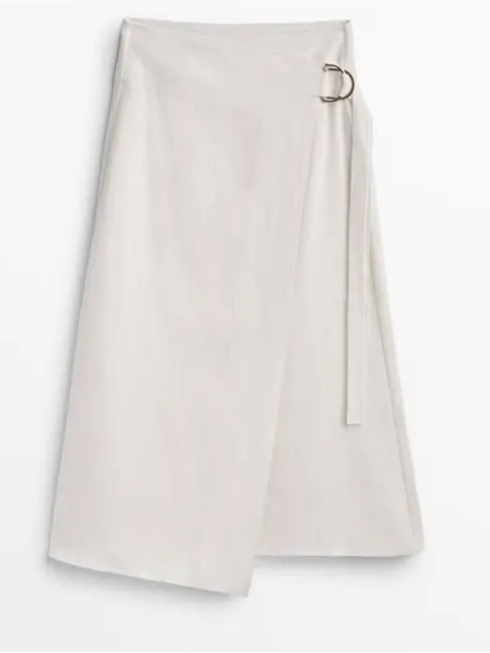 Massimo Dutti Cream Wrap Midi Skirt with Side Ring Detail size XL